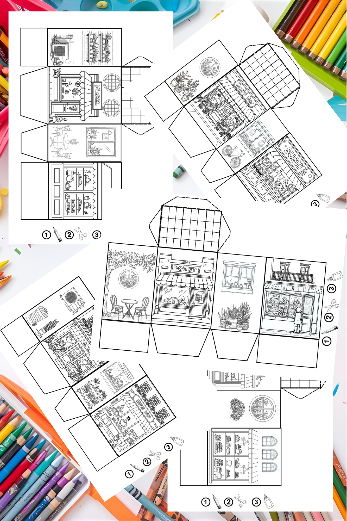 Tasty Crafts: 5 Printable Fast Food Shop Designs for Kids