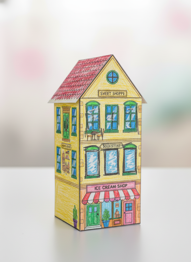 Printable paper houses: set of 5