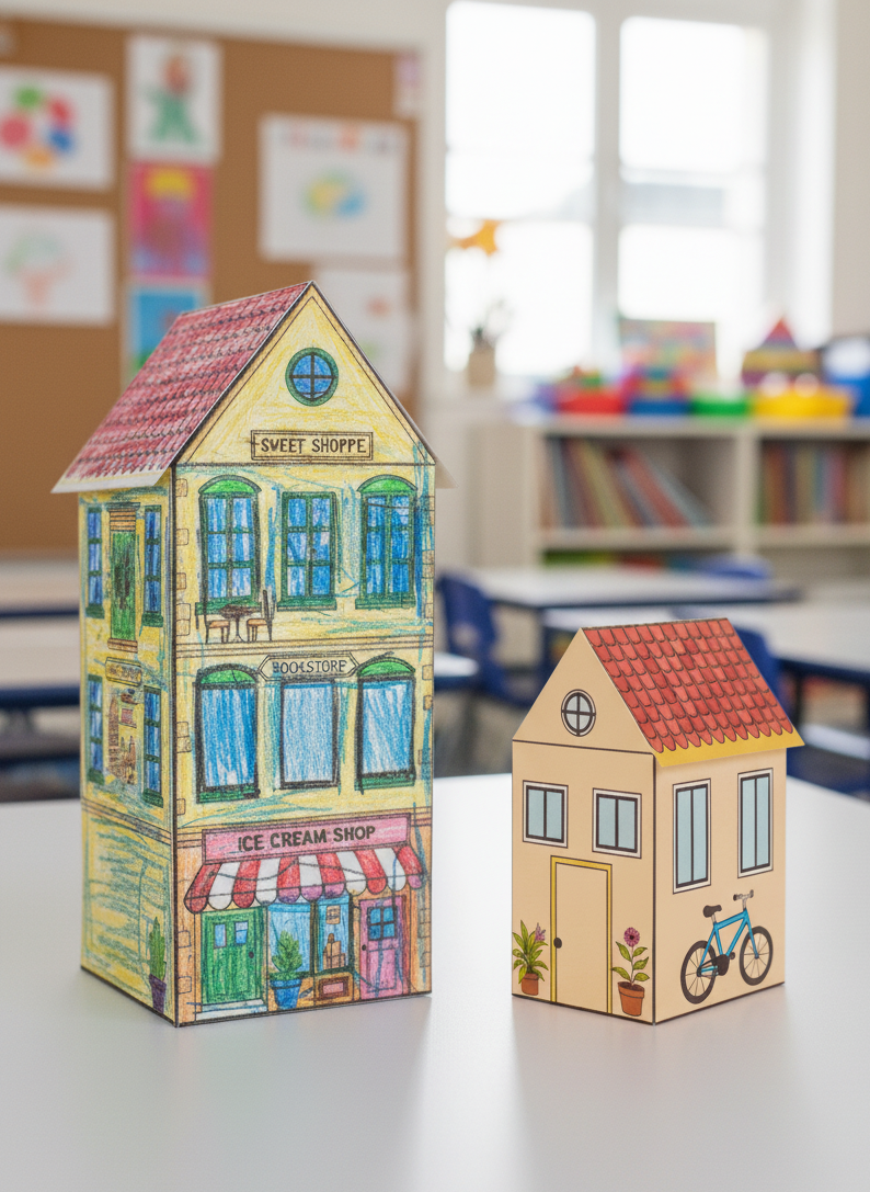 Printable paper houses: set of 5