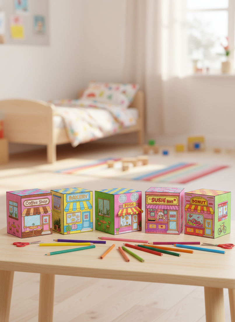 Tasty Crafts: 5 Printable Fast Food Shop Designs for Kids