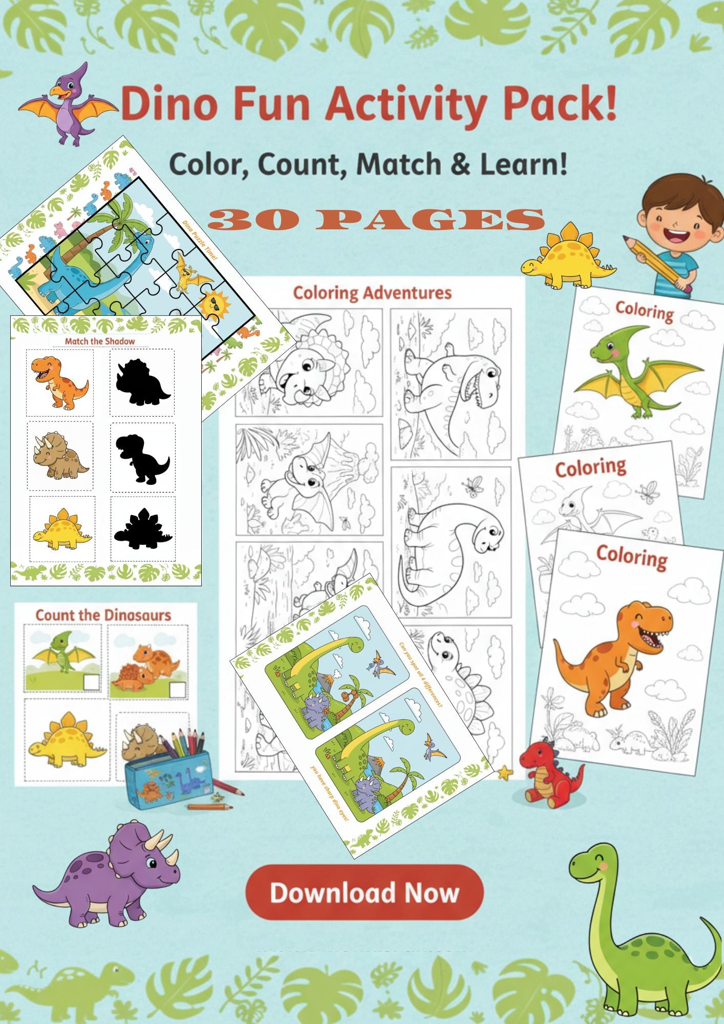 Dinosaur Busy Book – Fun & Educational Learning Activity for Kids